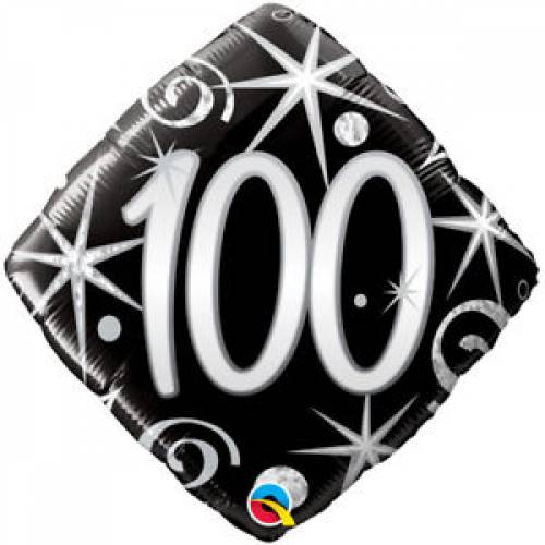 Foil Balloon 100th Birthday - Black Diamond