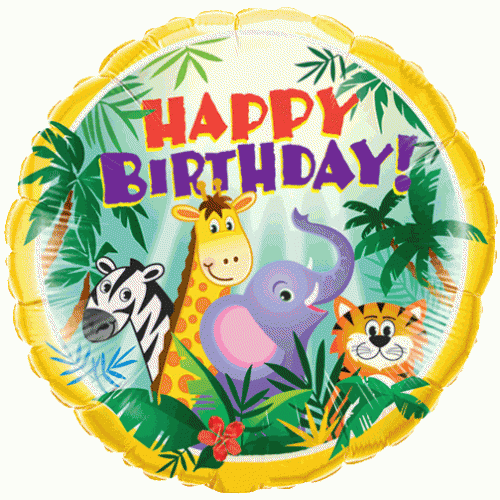 Foil Balloon 18" Happy Birthday -Jungle Friends