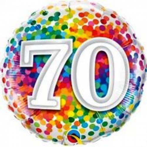 Foil Balloon 70th Birthday - Confetti