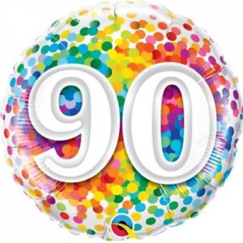 Foil Balloon 90th Birthday - Confetti