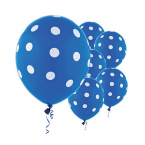 Party Balloons 10pk Blue With White Spot