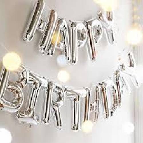 Foil Balloon "HAPPY BIRTHDAY" Banner Silver *Air fill only*