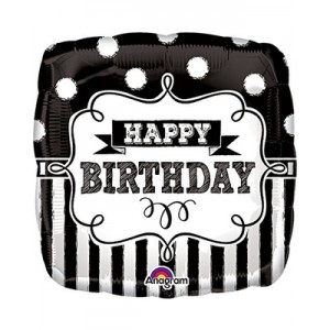 Foil Balloon 18" Happy Birthday - Black Chalkboard