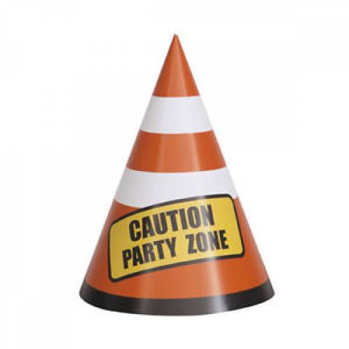 Construction Cone Party Hats 8pk