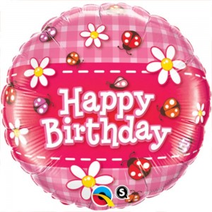 Foil Balloon 18" Happy Birthday - Ladybugs