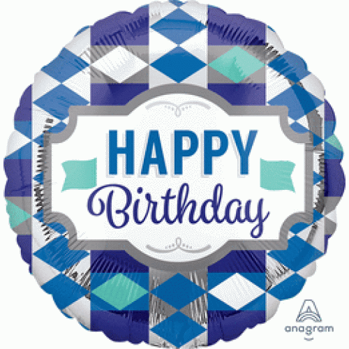 Foil Balloon 18" Happy Birthday - Tie Pattern