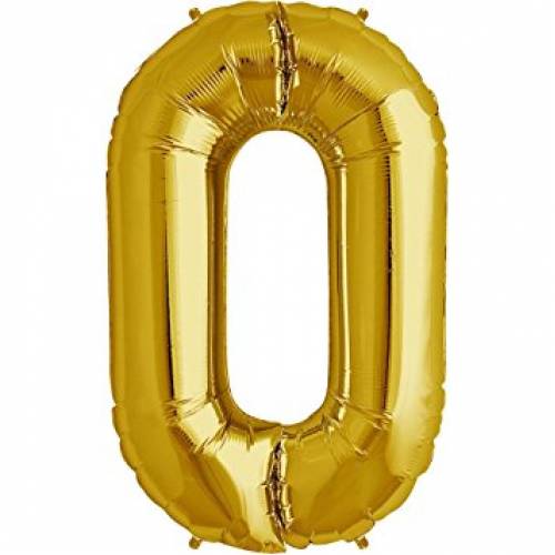 Foil Balloon Number Gold "0" (Uninflated)