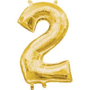 Foil Balloon Number Gold "2" (Uninflated)