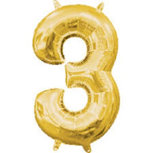 Foil Balloon Number Gold "3" (Uninflated)