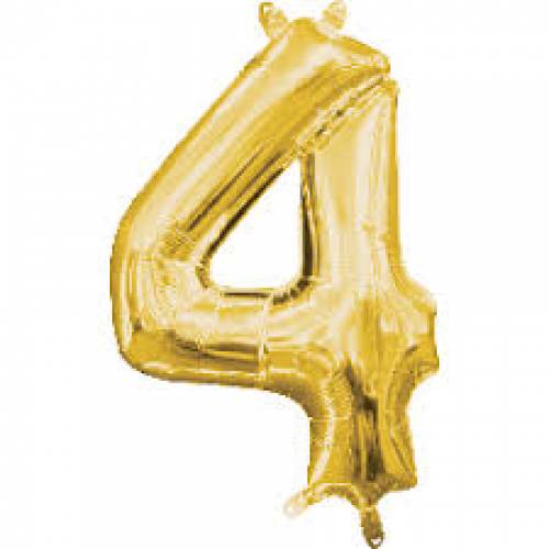Foil Balloon Number Gold "4"