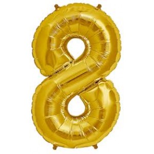 Foil Balloon Number Gold "8" (Uninflated)
