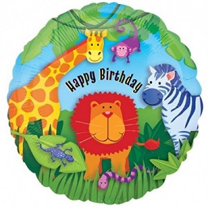 Foil Balloon 18" Happy Birthday - Lion & Friends