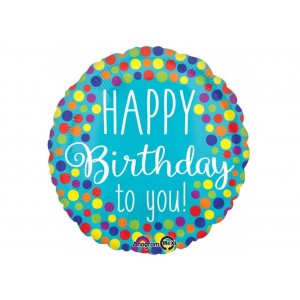 Foil Balloon 18" Happy Birthday to You - Dots