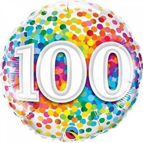 Foil Balloon 100th Birthday - Confetti
