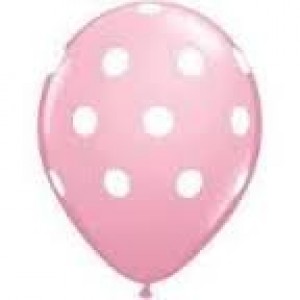 Party Balloons 10 pk pink with white spot