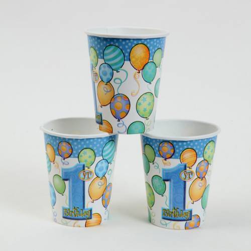 1st Birthday Party Supplies Cups, Blue