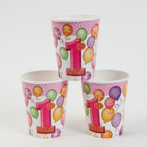 1st Birthday Party Supplies Cups, Pink