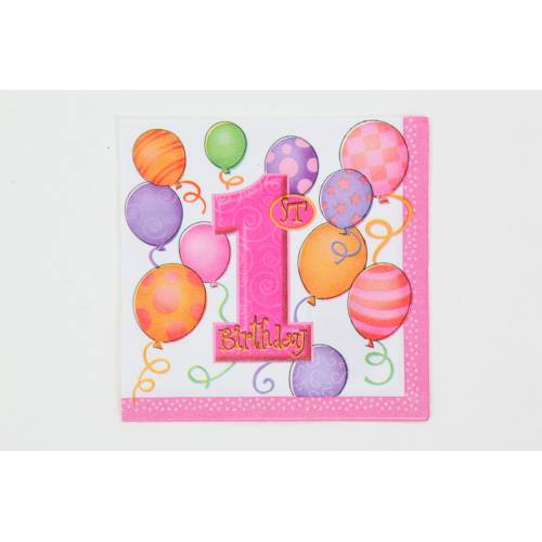 1st Birthday Napkins - Pink