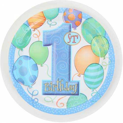 1st Birthday Party Supplies Plates, Blue