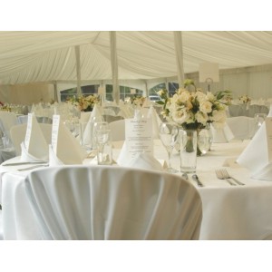 Silk Lined Marquee with White Linen and Covers