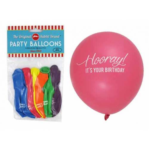 Party Balloons 8pk Hooray It's Your Birthday Asst.