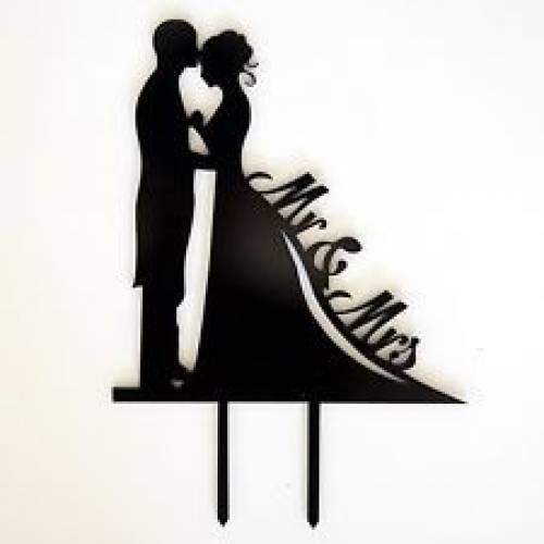 Wedding Cake Top - Bride & Groom - Black