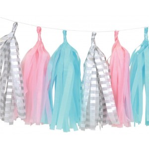 Tassel Garland Large - Pink, Blue and Silver