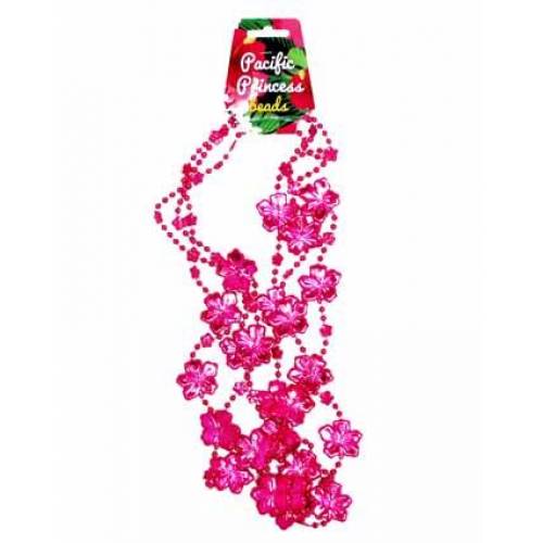 Pink Flower Beaded Necklace 3pk