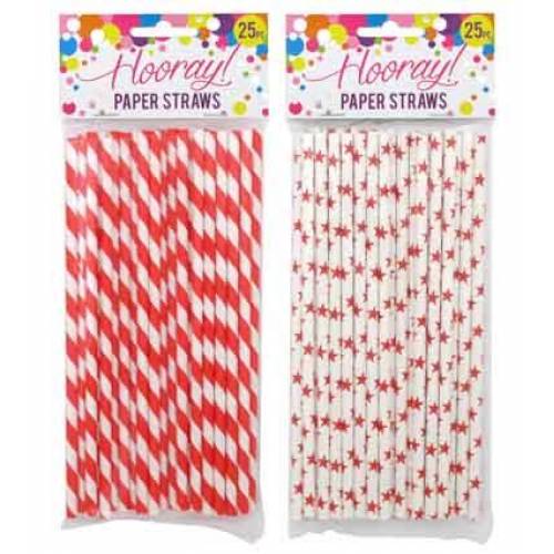 Paper Straws Red Spots or Stars