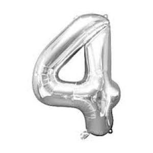 Foil Balloon Number Silver "4" (Uninflated)