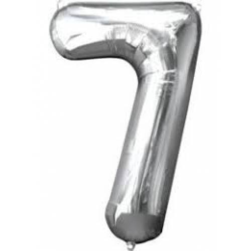 Foil Balloon Number Silver "7" (Uninflated)