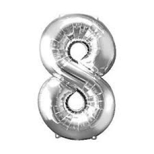 Foil Balloon Number Silver "8" (Uninflated)