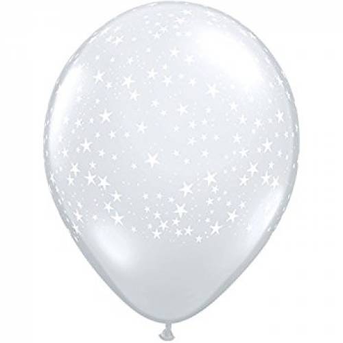 Balloon Single White Stars