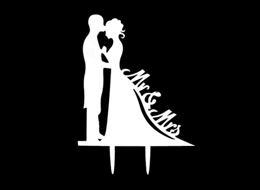 Wedding Cake Topper Bride & Groom White Party Hire Weddings